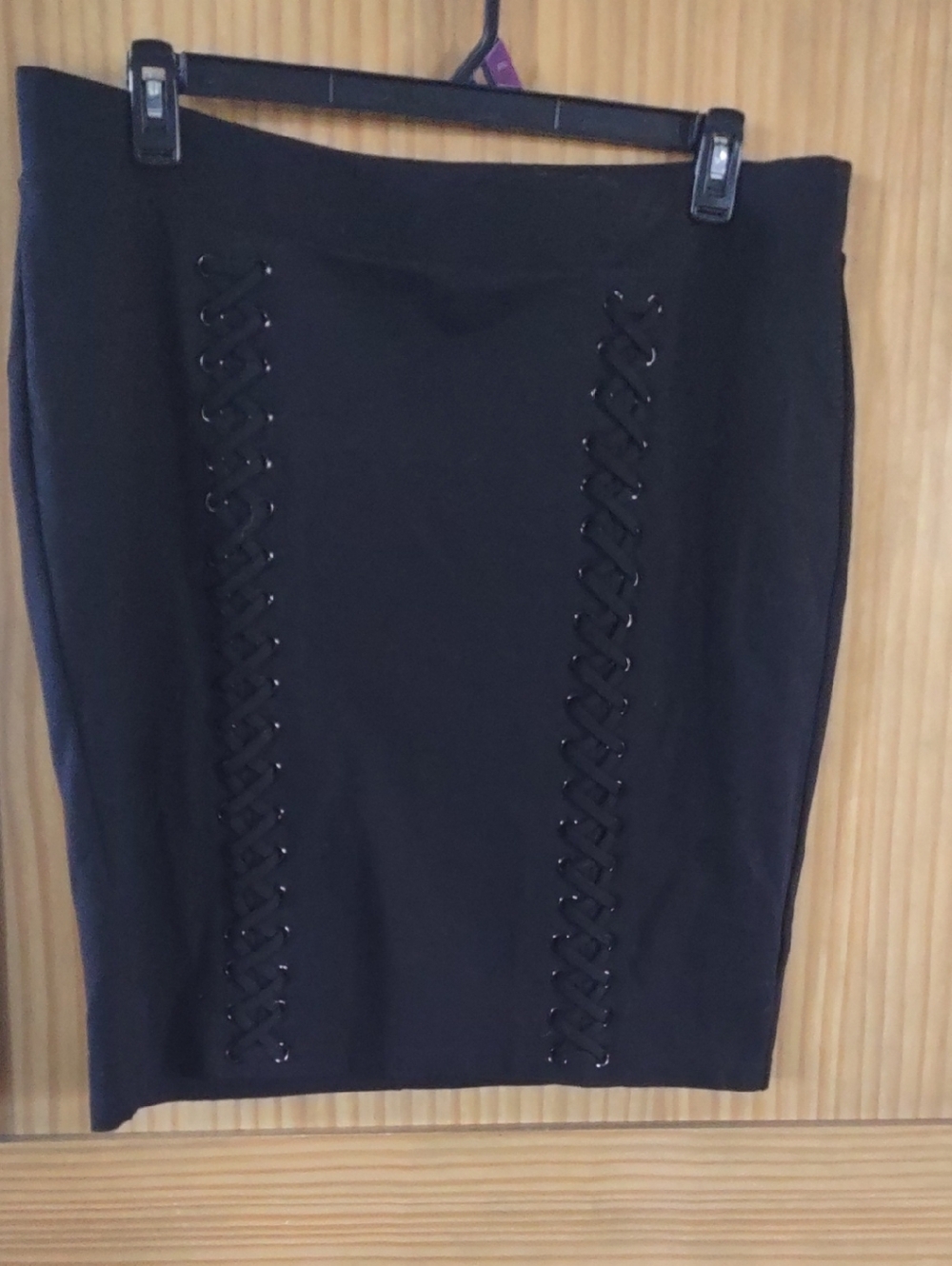 2X Torrid Black Pencil Skirt With Lace- Up Detail